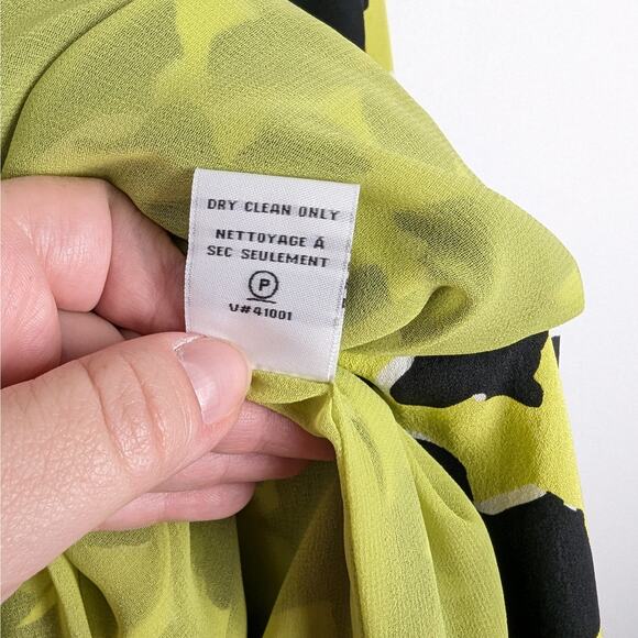 Diane von Furstenberg Dora Lily Silk Faux‎ Wrap Dress in Dove Bloom Acid Lime - Picture 9 of 10